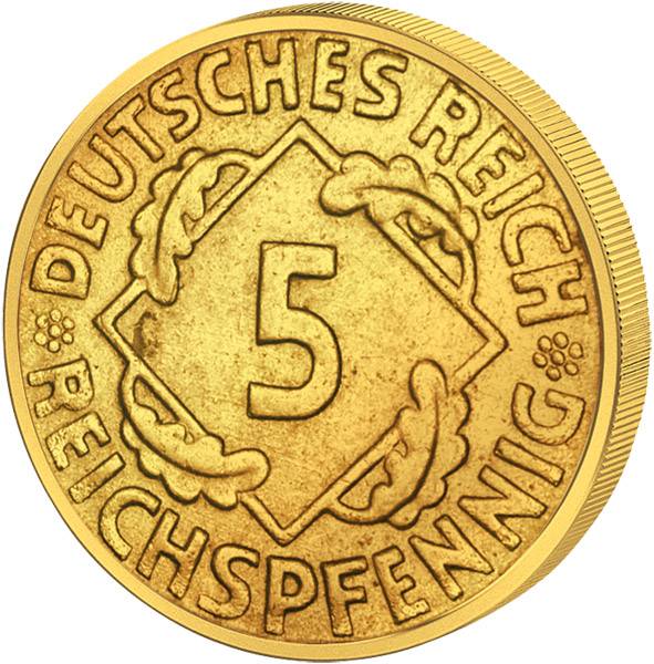 5 Pfennig Weimarer Republik Ähren 1924-1936 ss-vz