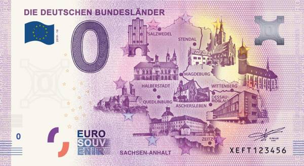 0-Euro-Banknote Bundesland Sachsen-Anhalt 2019