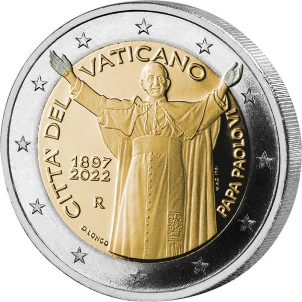 2 Euro Vatikan 125. Geburtstag Papst Paul VI. 2022