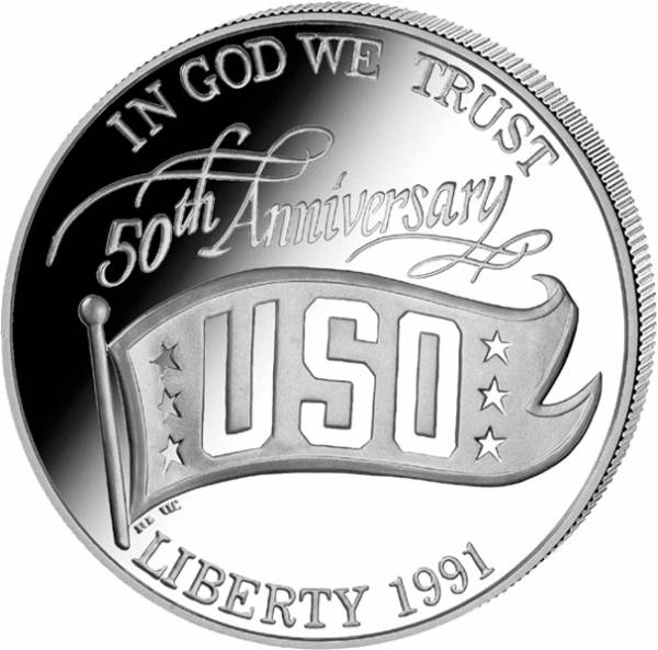 1 Dollar USA United Service Organisation 1991 Polierte Platte (PP)