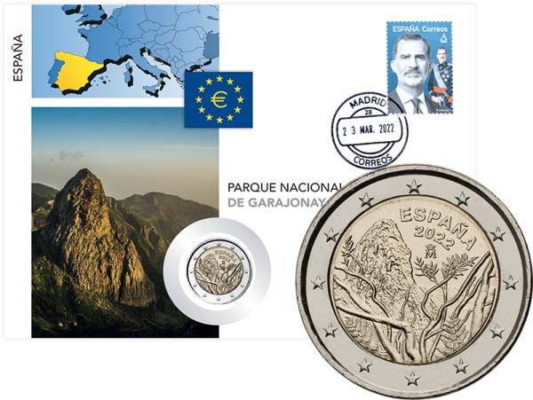 2 Euro Numisbrief Spanien - Nationalpark Garajonay 2022