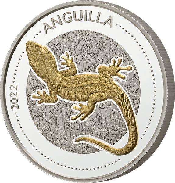 1 Dollar Anguilla Gecko 2022 mit Gold-Applikation