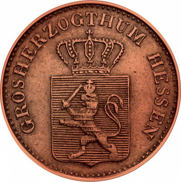 1 Pfennig Hessen-Darmstadt gekröntes Wappen 1857-1872 Sehr schön