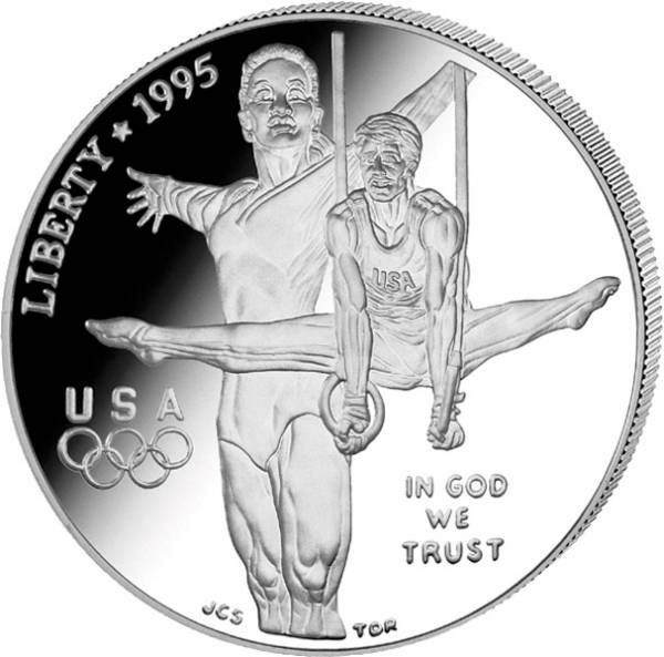 1 Dollar USA Olympiade Atlanta Kunstturnen 1995 Polierte Platte (PP)