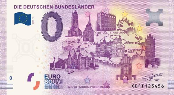 0-Euro-Banknote Bundesland Mecklenburg-Vorpommern 2019