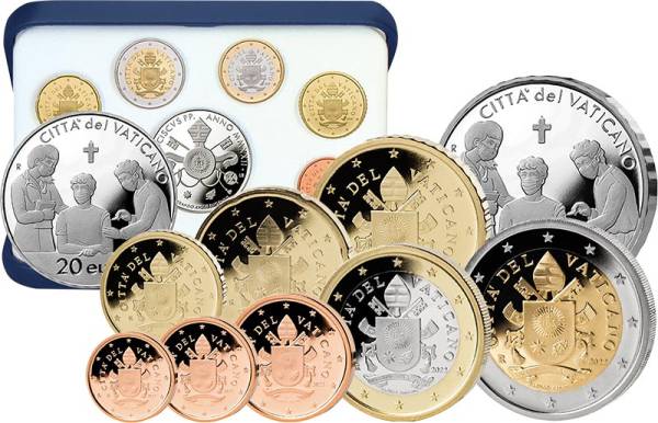 Euro Kursmünzensatz Vatikan 2022 inklusive 20-Euro-Silbergedenkmünze