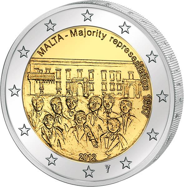 2 Euro Malta Mehrheitswahlrecht 2012  mit Münzzeichen prägefrisch