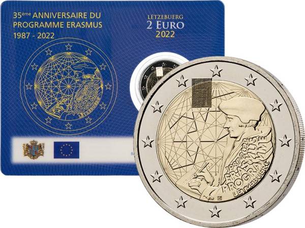 2 Euro Luxemburg 35-jähriges Bestehen des Erasmus-Programms 2022 in CoinCard