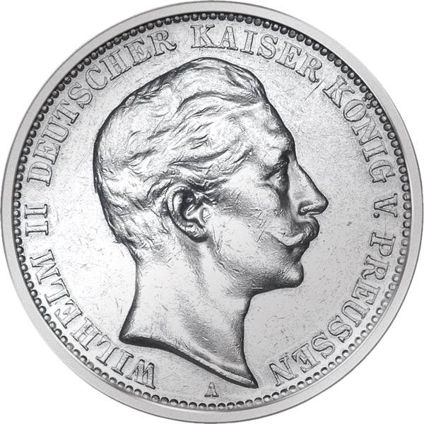3 Mark Preußen Wilhelm II. 1908-1912 A Sehr schön