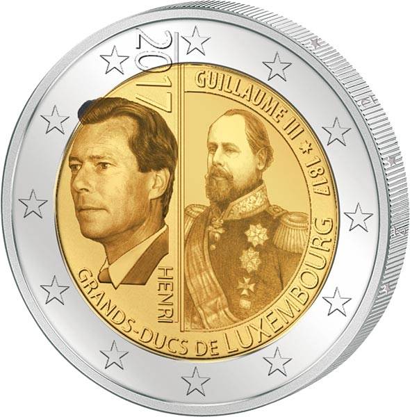 2 Euro Luxemburg 200. Geburtstag Großherzog Wilhelm II. 2017