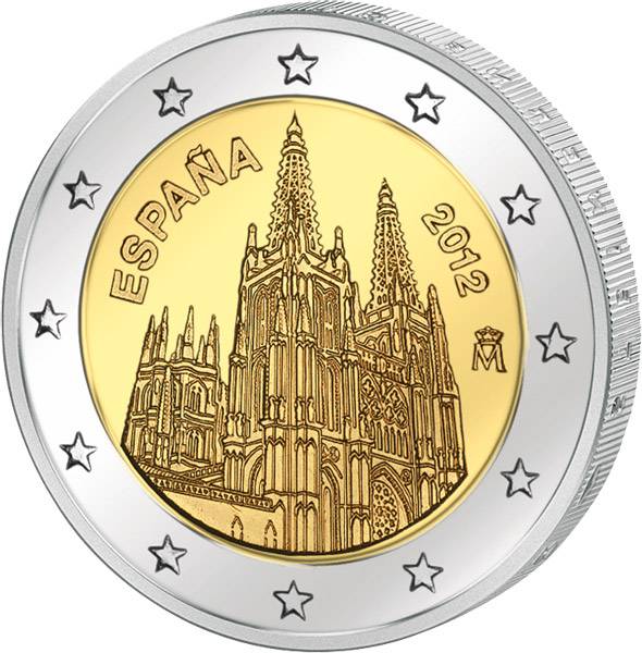 2 Euro Spanien Kathedrale von Burgos 2012 Stempelglanz
