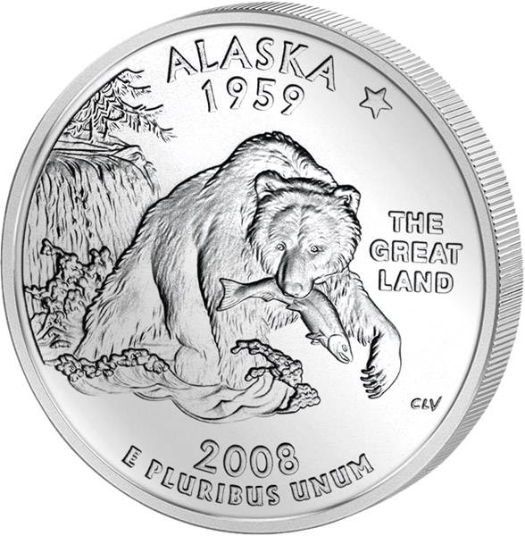 Quarter Dollar USA Alaska 2008