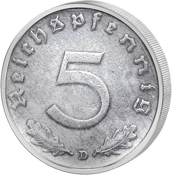 5 Reichspfennig Hakenkreuz 1940-44 (s-ss)