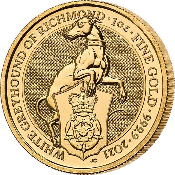 1 Unze Gold Großbritannien Queens Beasts Windhund von Richmond 2021