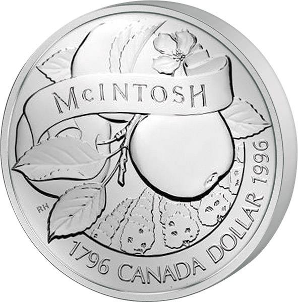 1 Dollar  Kanada John Mcintosh Apfel 1996  Prooflike