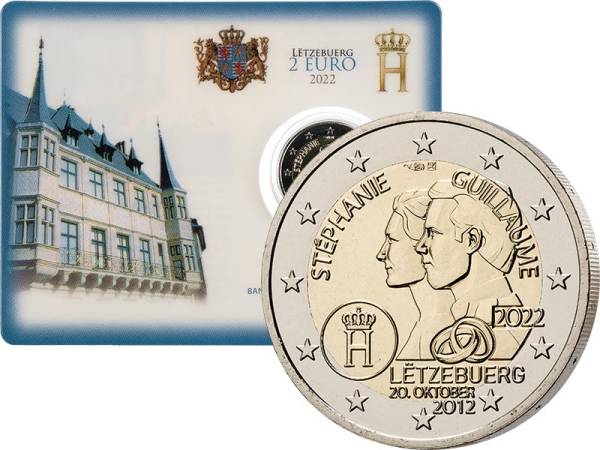2 Euro Luxemburg 10. Hochzeitstag des erbgroßherzoglichen Paares 2022 in CoinCard
