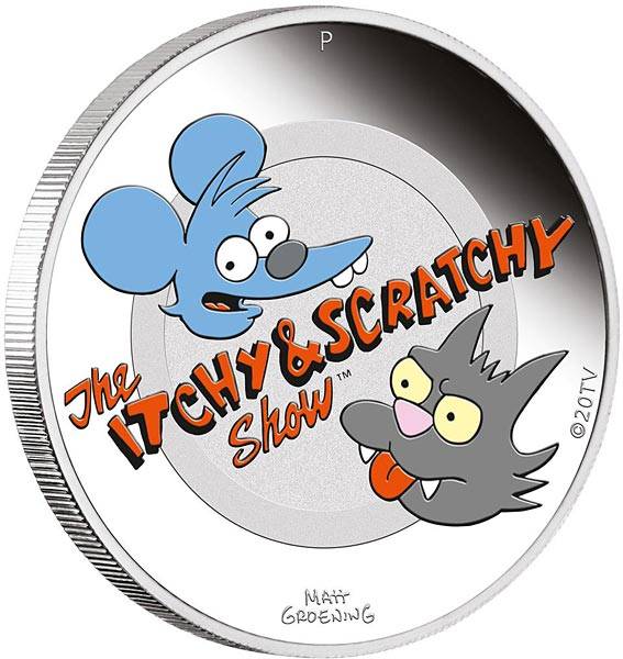 1 Unze Silber Tuvalu Die Simpsons - Itchy & Scratchy 2021 PP