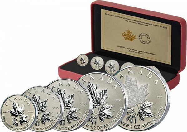 1 - 5 Dollars Kanada Silber Maple Leaf Fractional Set 2022