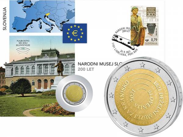 2 Euro Numisbrief Slowenien - 200 Jahre Nationalmuseum Kranj