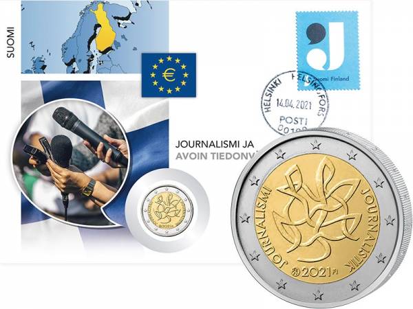 2 Euro Numisbrief Finnland Journalismus und offene Kommunikation 2021