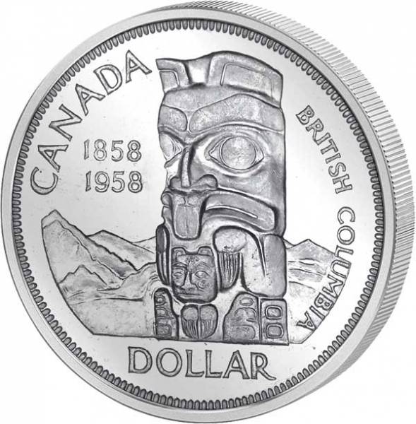 1 Dollar Kanada Totempfahl 1958