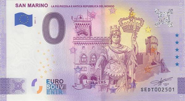 0-Euro-Banknote San Marino - Heiliger Marinus 2022