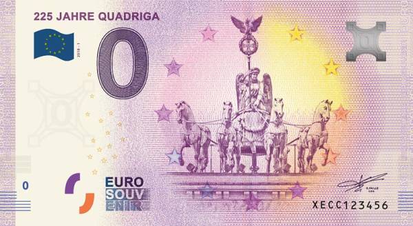 0-Euro-Banknote 225 Jahre Quadriga 2018