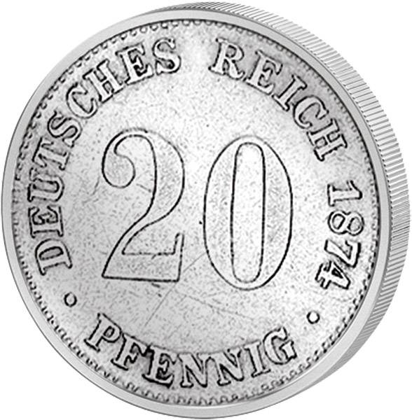 20 Pfennig Silber Deutsches Kaiserreich kleiner Adler 1873-1877 Sehr schön