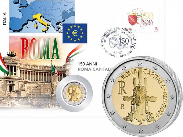 2 Euro Numisbrief Italien 150 Jahre Hauptstadt Rom 2021