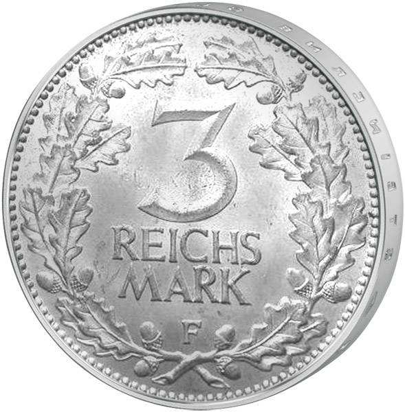 3 Mark Weimarer Republik Adler/Eichenlaub 1931 ss-vz