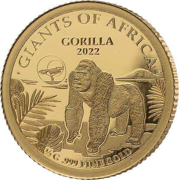 250 Francs Senegal Giants of Africa - Gorilla Gold Coin Card 2022