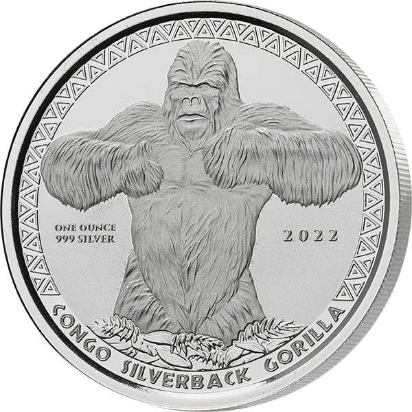 1 Unze Silber Kongo Silberrücken Gorilla 2022