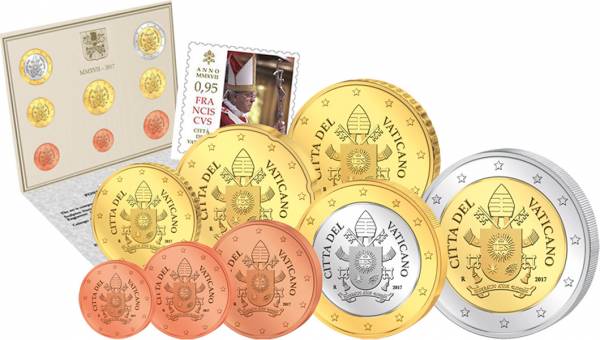 Euro-Kursmünzensatz Vatikan 2017 Ersttags-Edition