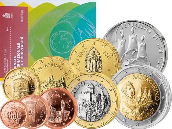 Euro-Kursmünzensatz San Marino inklusive 5-Euro-Gedenkmünze 2021