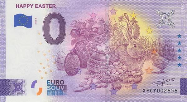 0-Euro-Banknote Happy Easter 2022