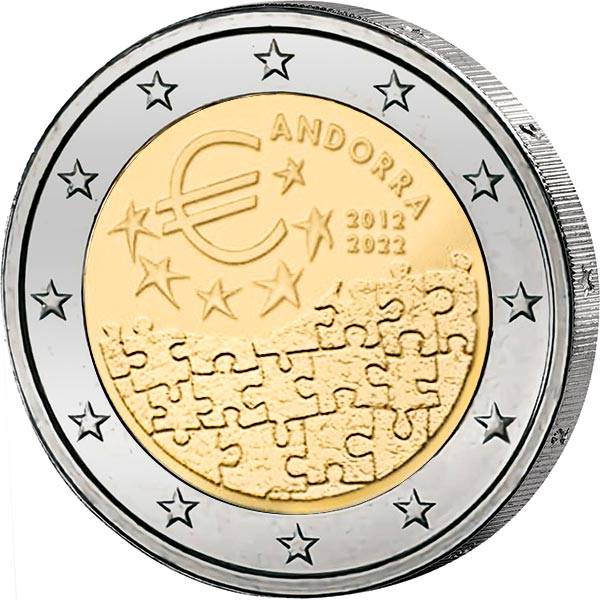 2 Euro Andorra 10 Jahre Währungsvereinbarung 2022