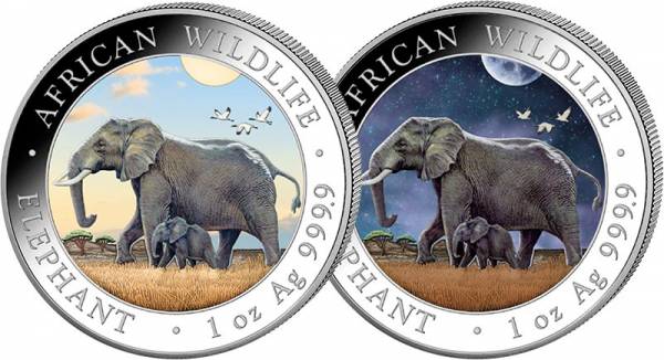 2 x 100 Shillings Somalia Elefant Day & Night Set 2022