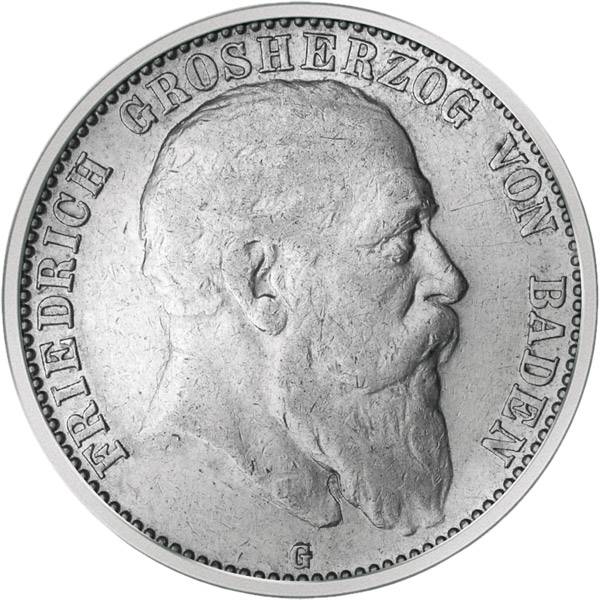 2 Silber Mark Baden Friedrich I. 1902-1907 Sehr schön
