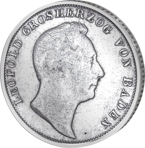 ½  Gulden Baden Großherzog Leopold  1838-1846  Sehr schön