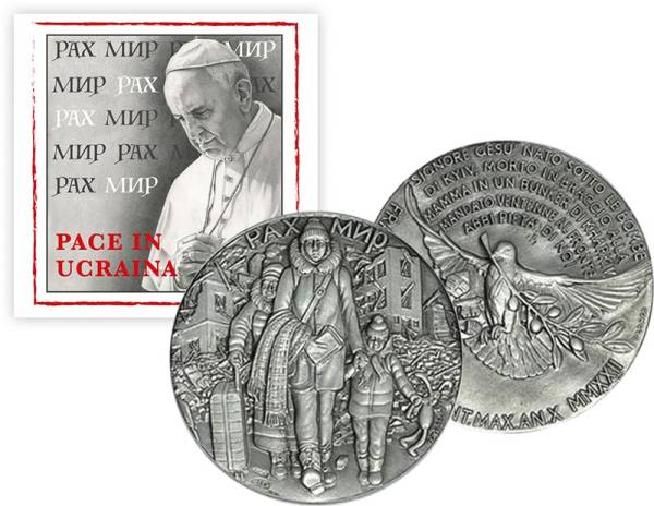 Silbermedaille Vatikan Frieden in der Ukraine 2022