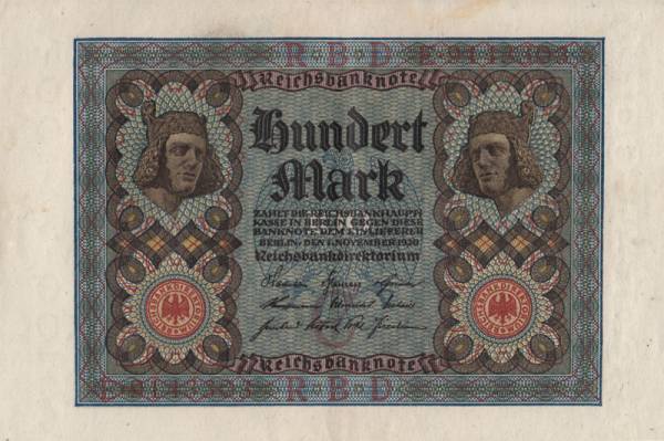 100 Mark Weimarer Republik Banknote Bamberger Reiter