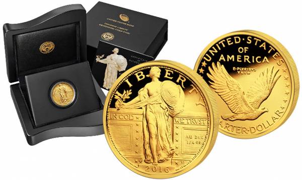 1/4 Unze USA Standing Liberty Centennial Gold Coin