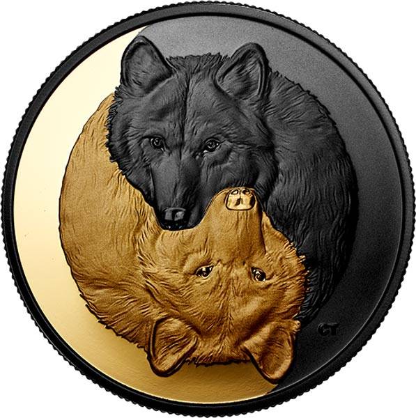 20 Dollars Kanada Der graue Wolf - Schwarz und Gold 2021