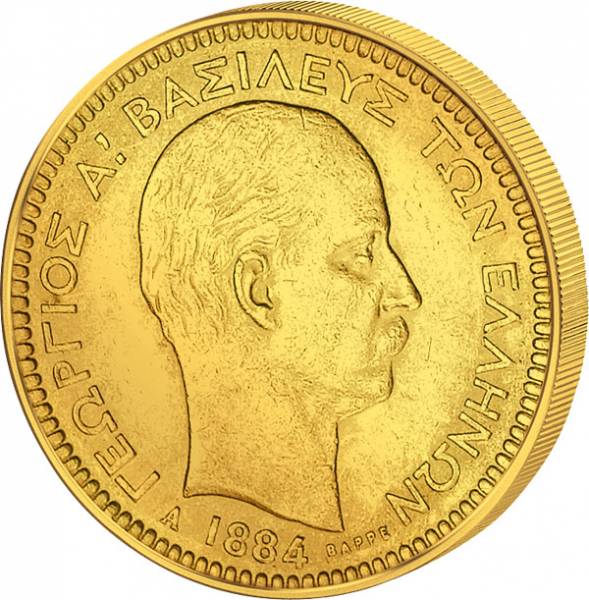 20 Drachmen Griechenland König Georg I. 1884 ss-vz