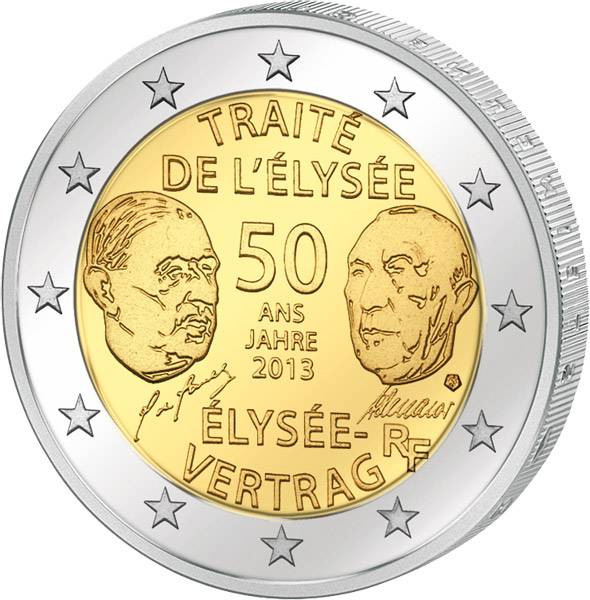 2 Euro Frankreich 50 Jahre Élysée-Vertrag 2013 prägefrisch