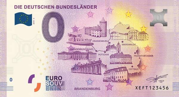 0-Euro-Banknote Bundesland Brandenburg 2019