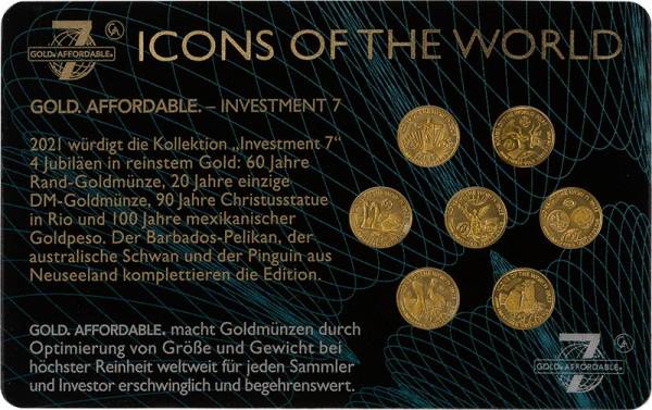 7 x 10 Francs Gold Ruanda Icons of the World 2021