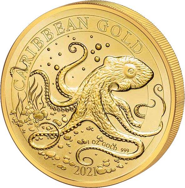 1 Unze Gold Barbados Carribean Octopus 2021