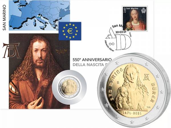 2 Euro Numisbrief San Marino 550. Geburtstag von Albrecht Dürer 2021