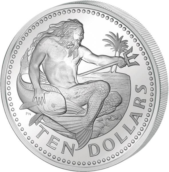 10 Dollars  Barbados Neptun  1973-1976  Polierte Platte